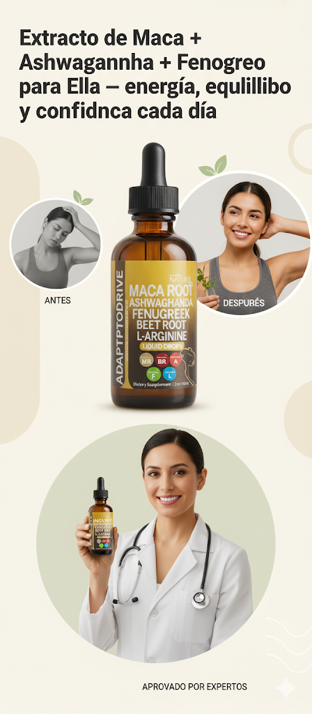 + Ashwagandha + Extracto de MacaFenogreco para Ella — energía, equilibrio y confianza cada día